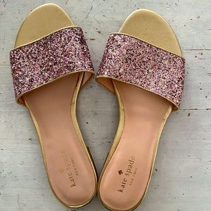Kate Spade Madeline Pink Glitter Metallic Slide Sandals
